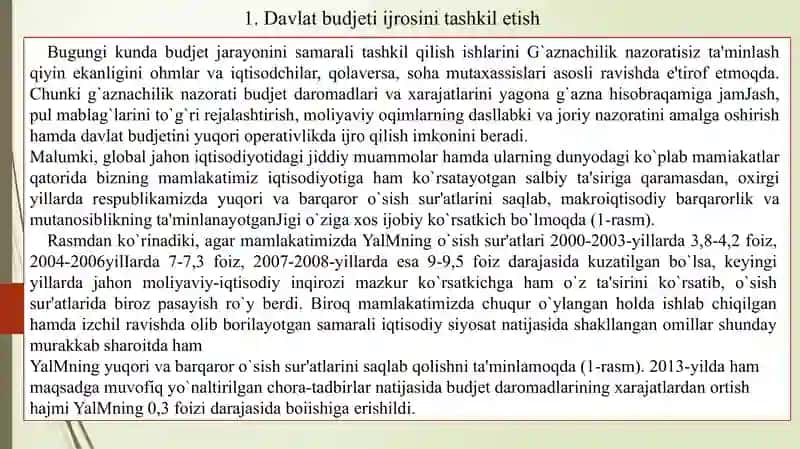 Budjetning g‘azna ijrosini tashkil etish 2