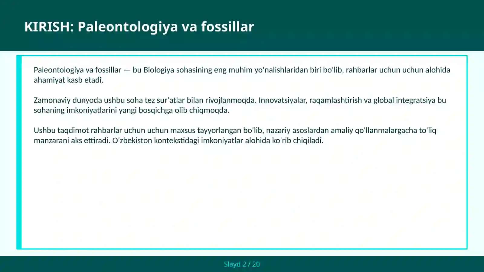 Paleontologiya va fossillar 2