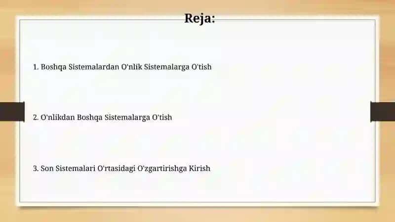 O'nlik son sistemasiga o'tish 2