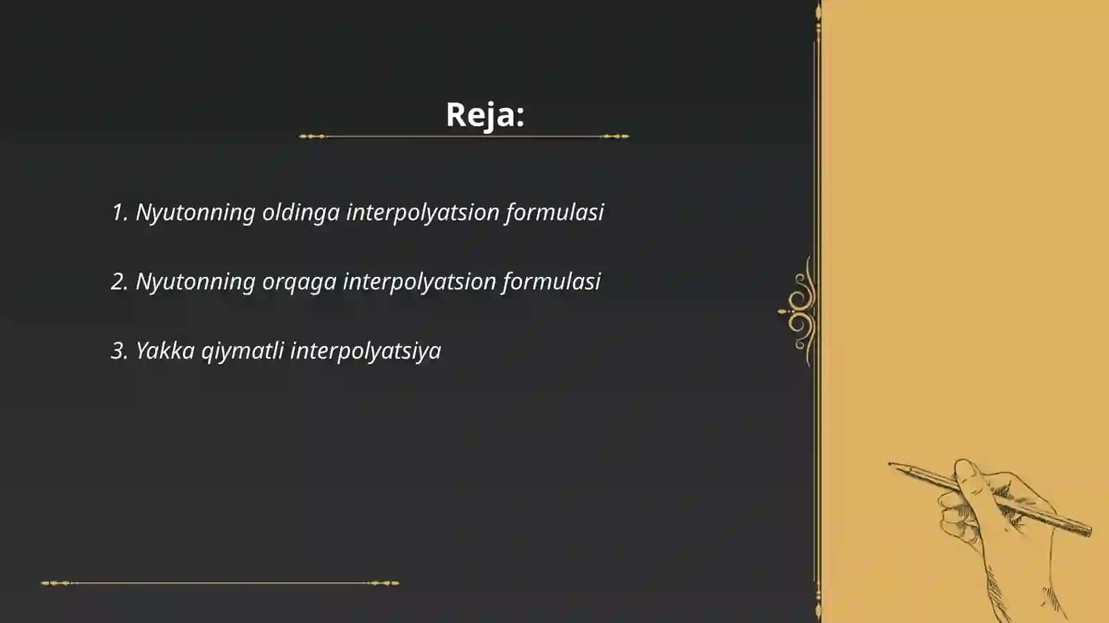 Nyutonning interpolyatsion formulalari 2