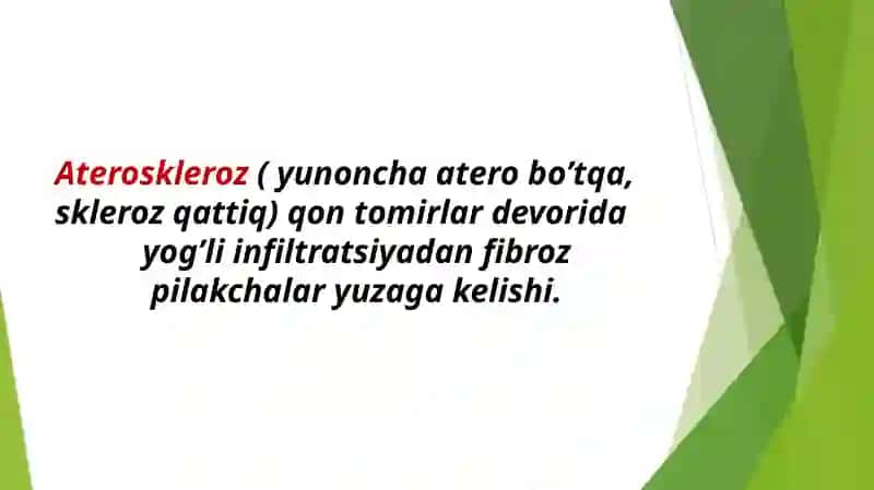 ATEROSKLEROZ tasnifi, patogenezi, klinikasi va davolash 2
