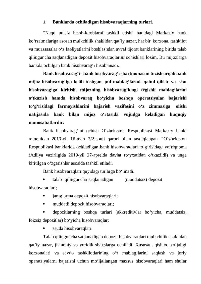 Bank hisob varag'i shartnomasi 2