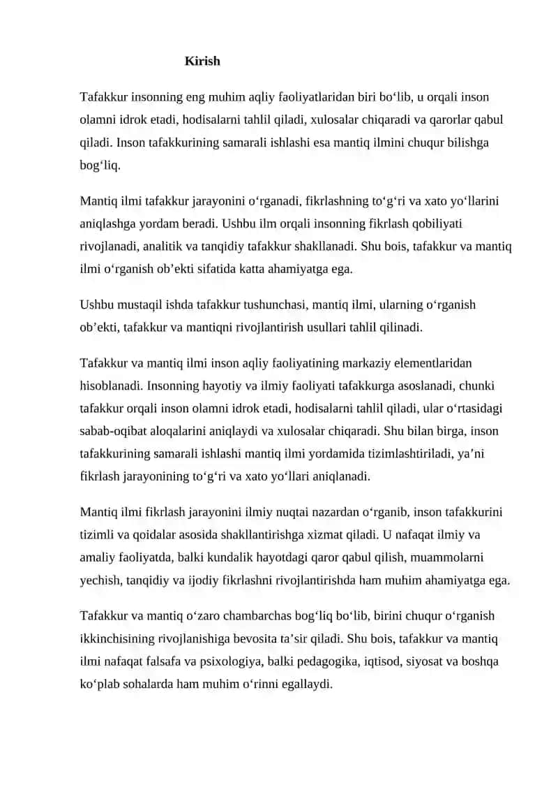 Tafakkur va Mantiq Ilmi 2