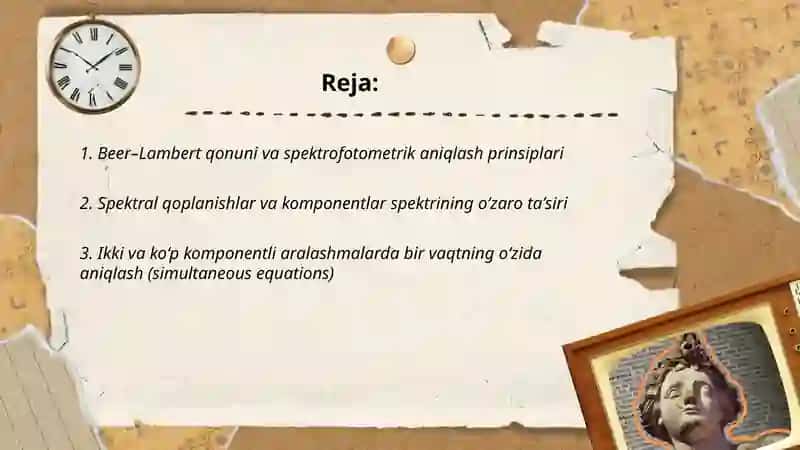 Beer–Lambert qonuni va spektrofotometrik aniqlash prinsiplari 2