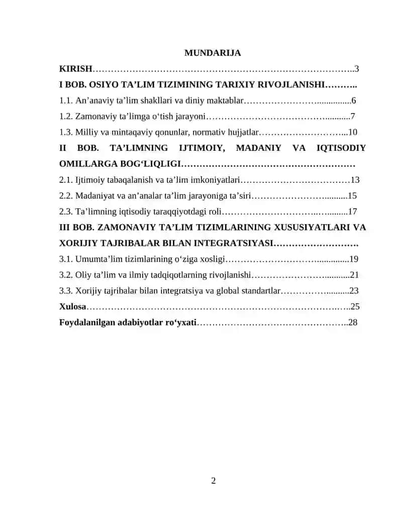 KOMPARATIVISTIK PEDAGOGIKA fanidan KURS ISHI 2