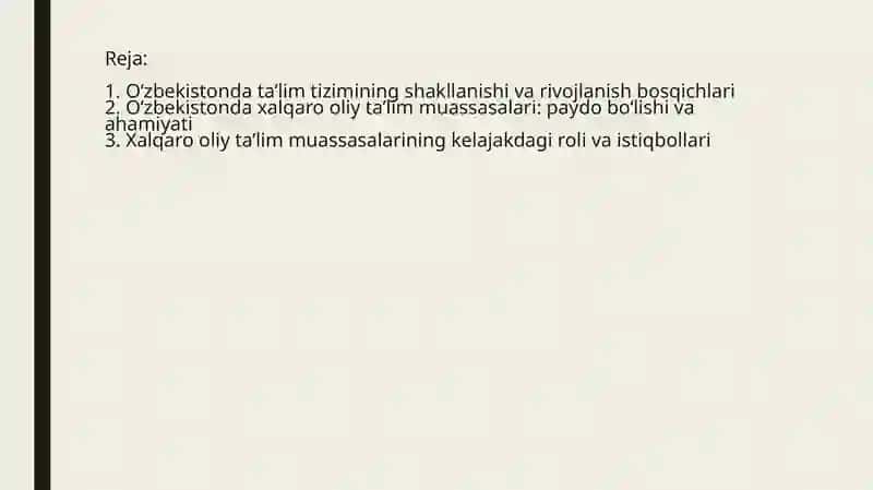 Oʼzbekistonda taʼlim( Xalqaro OTMLAR ) 2