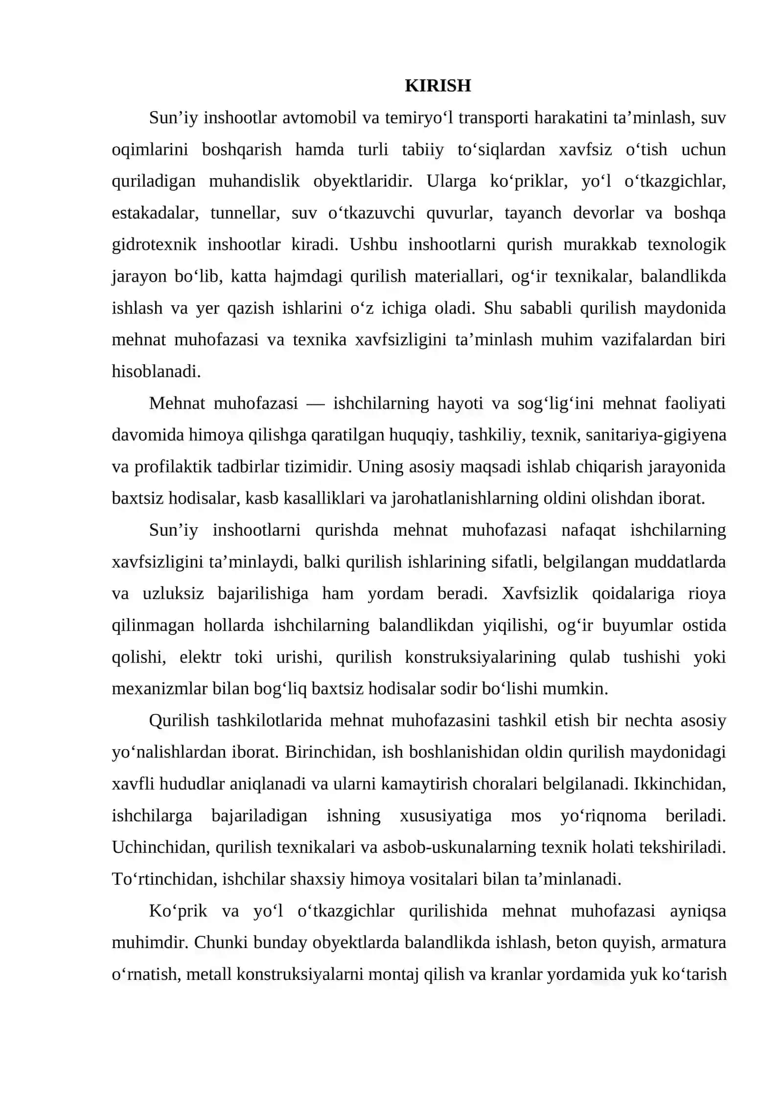 SUN'IY INSHOOTLARNI QURISHDA MEHNAT MUXOFAZASI VA TEXNIKA XAVFSIZLIGI 2