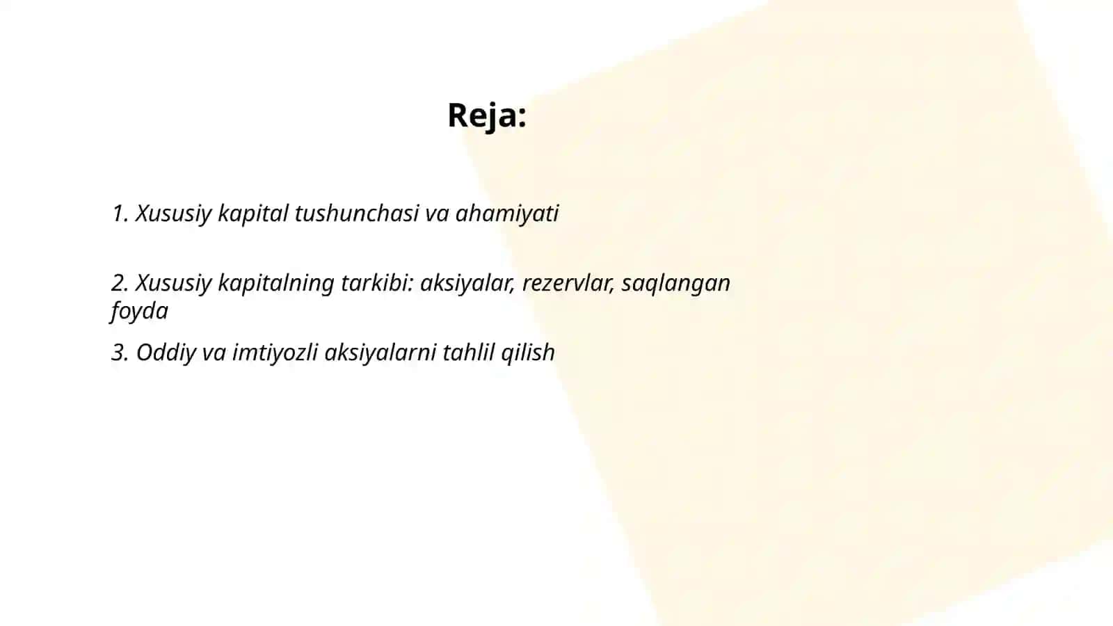 Xususiy kapital tahlili 2