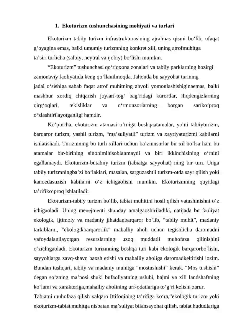 EKOTURIZM RIVOJLANISHI ASOSLARI 2