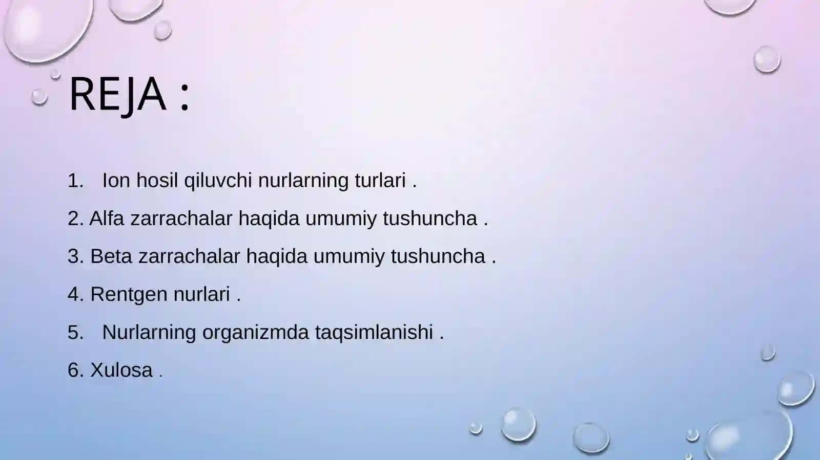 Turli nurlarni odam tanasida taqsimlanishi 2