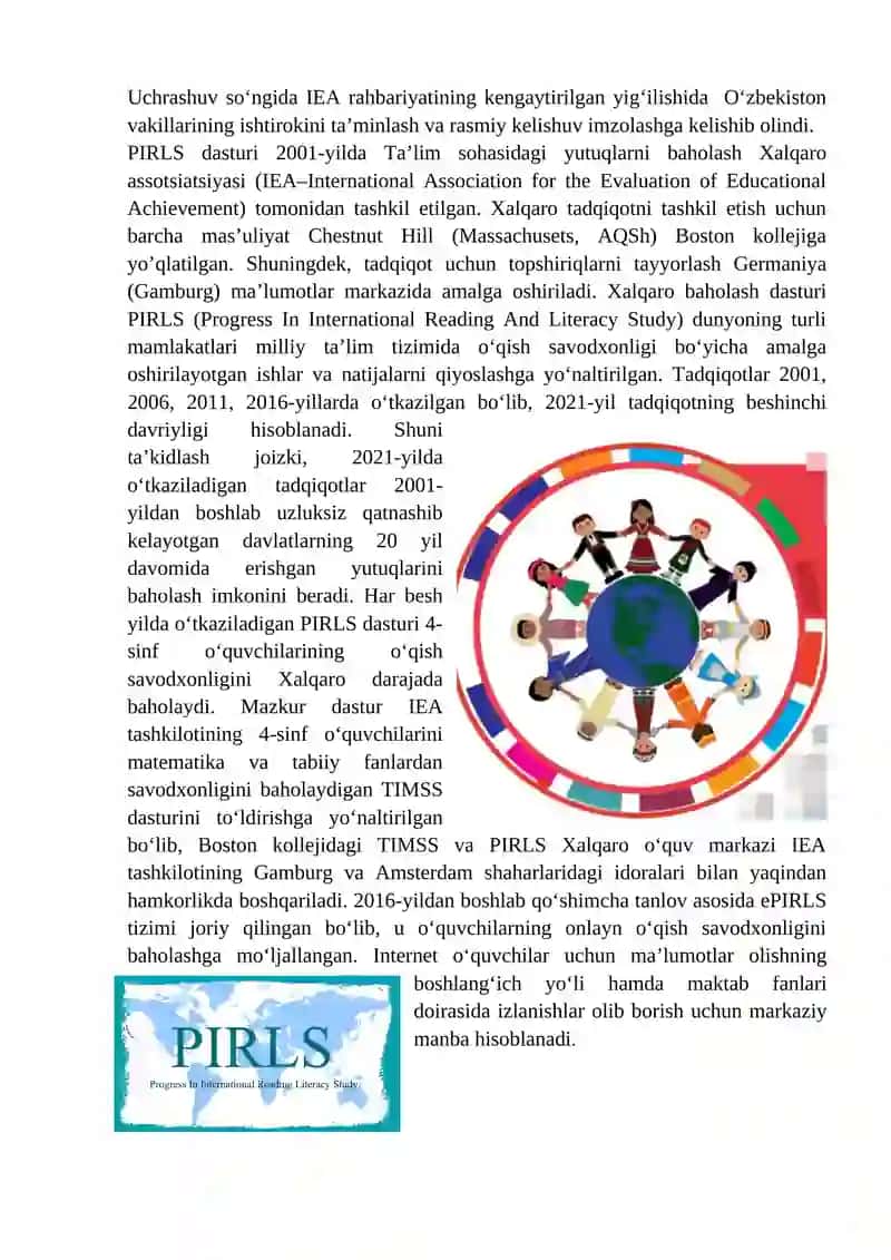 PIRLS XALQARO BAHOLASH DASTURI 2