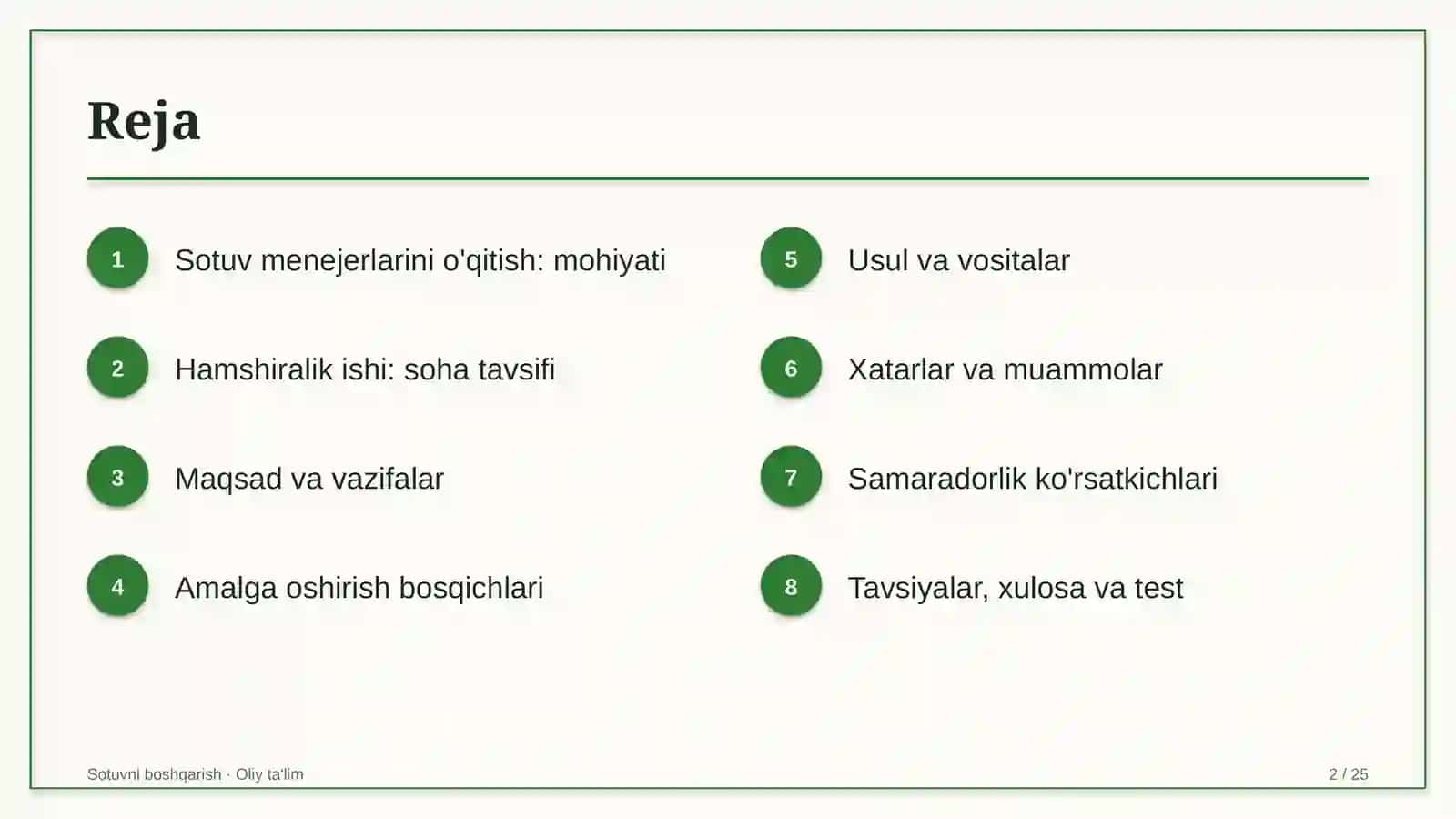 Hamshiralik ishida sotuv menejerlarini o'qitish 2