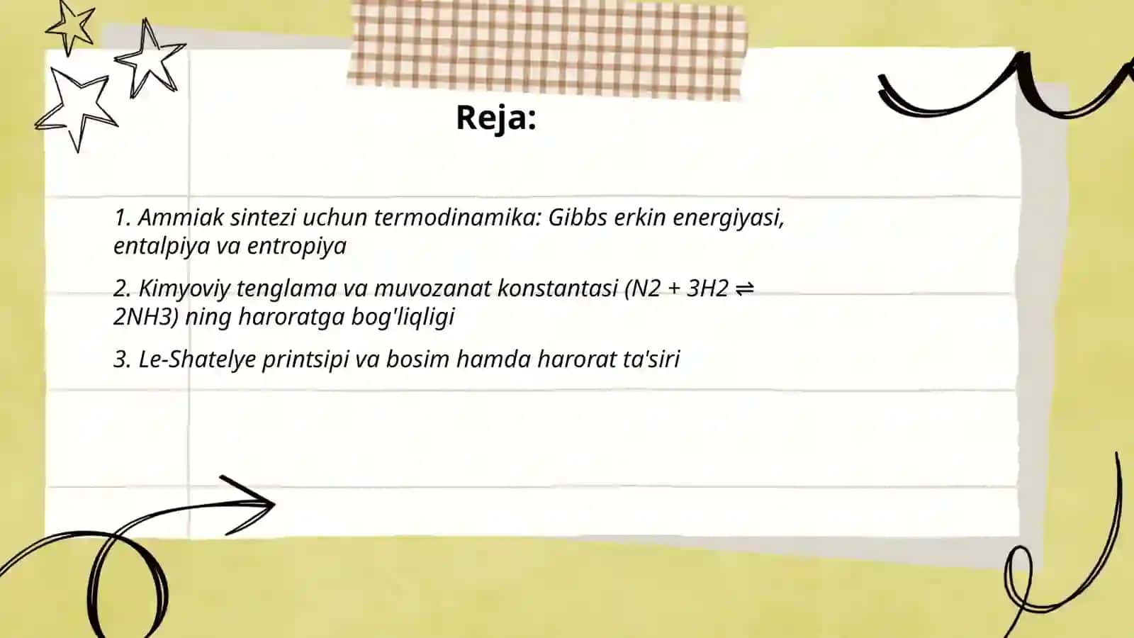 Ammiak sintezi jarayonining nazariy asoslari 2