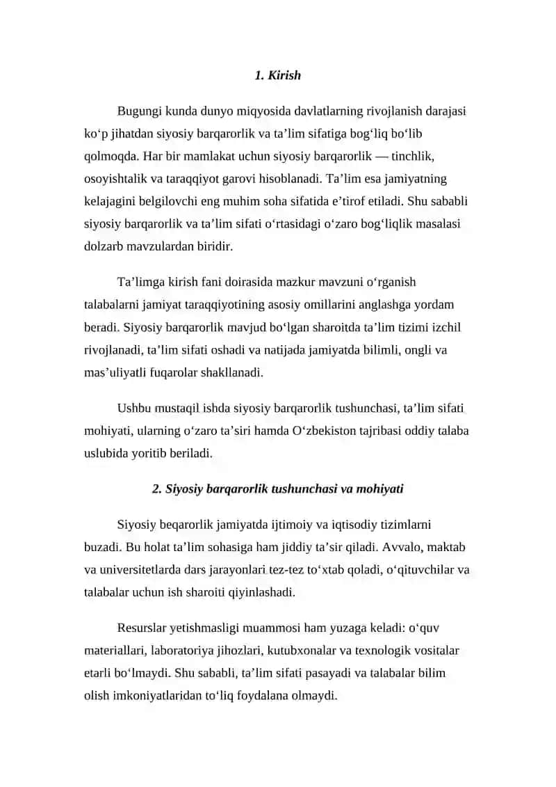 Siyosiy barqarorlik va ta’lim sifati o‘rtasidagi bog‘liqlik 2