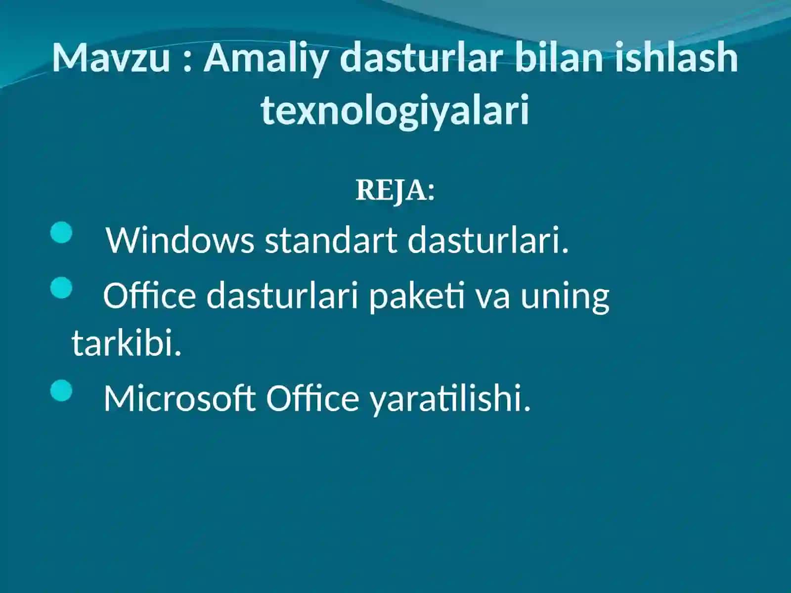 Amaliy dasturlar bilan ishlash texnologiyalari 2