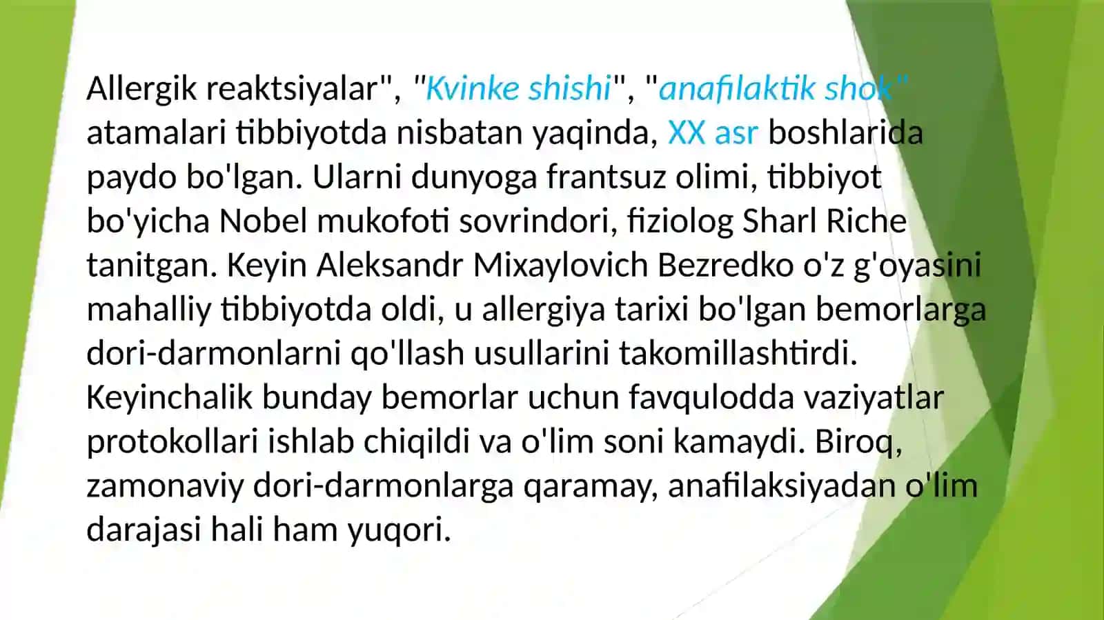 Kivinke shishi va anafilaktik shok 2