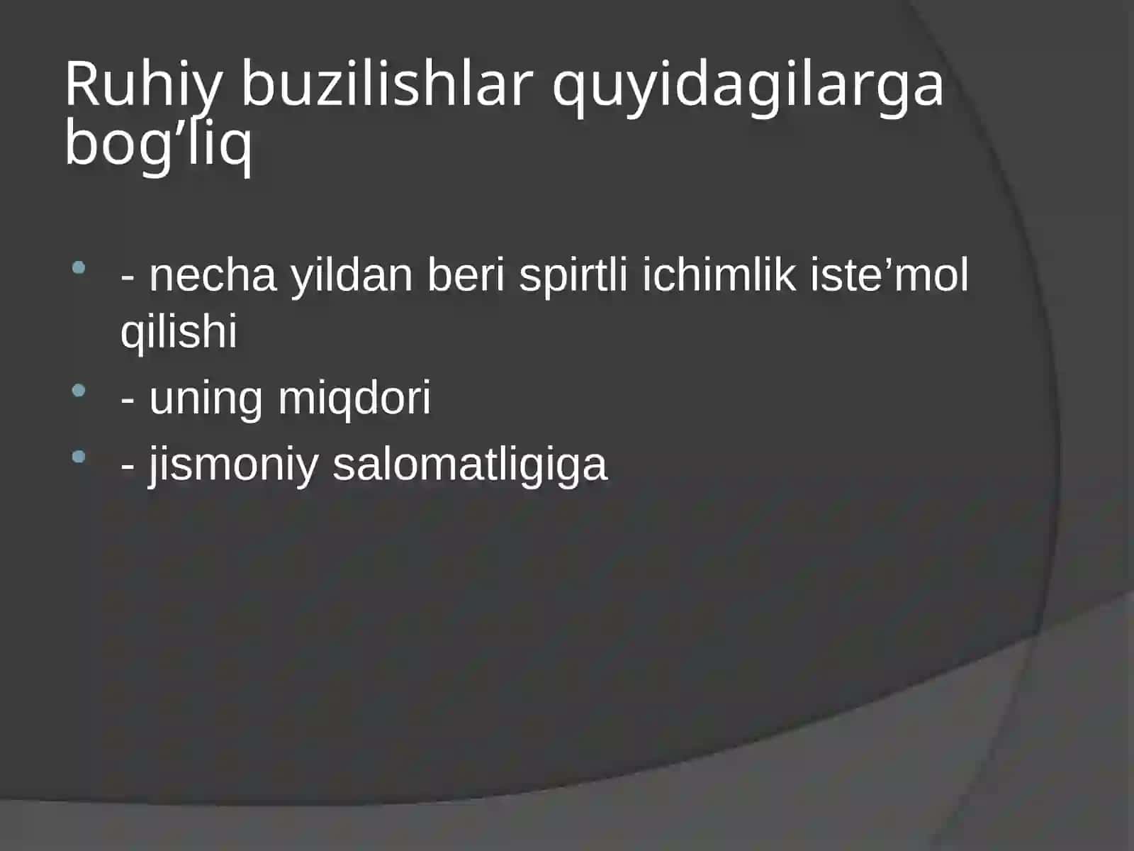 Hamshiraning amaliyotida alkogolizm va giyohvandlik 2