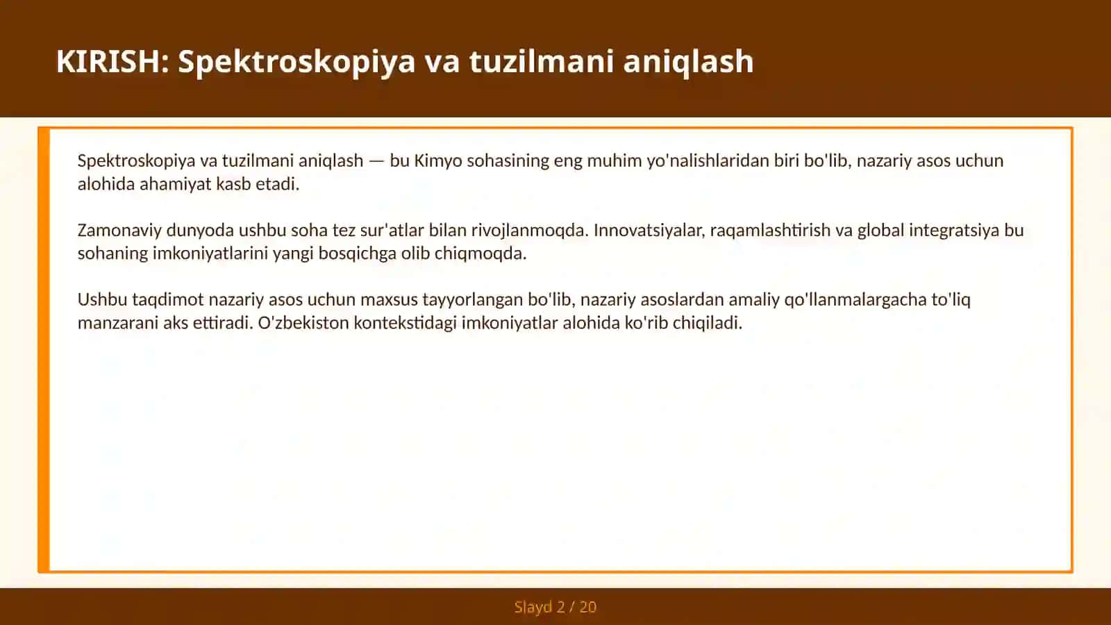 Spektroskopiya va tuzilmani aniqlash 2
