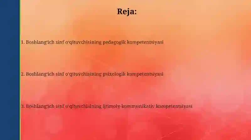 Boshlang'ich talim o'qituvchisining kompetentligi vazifalari 2