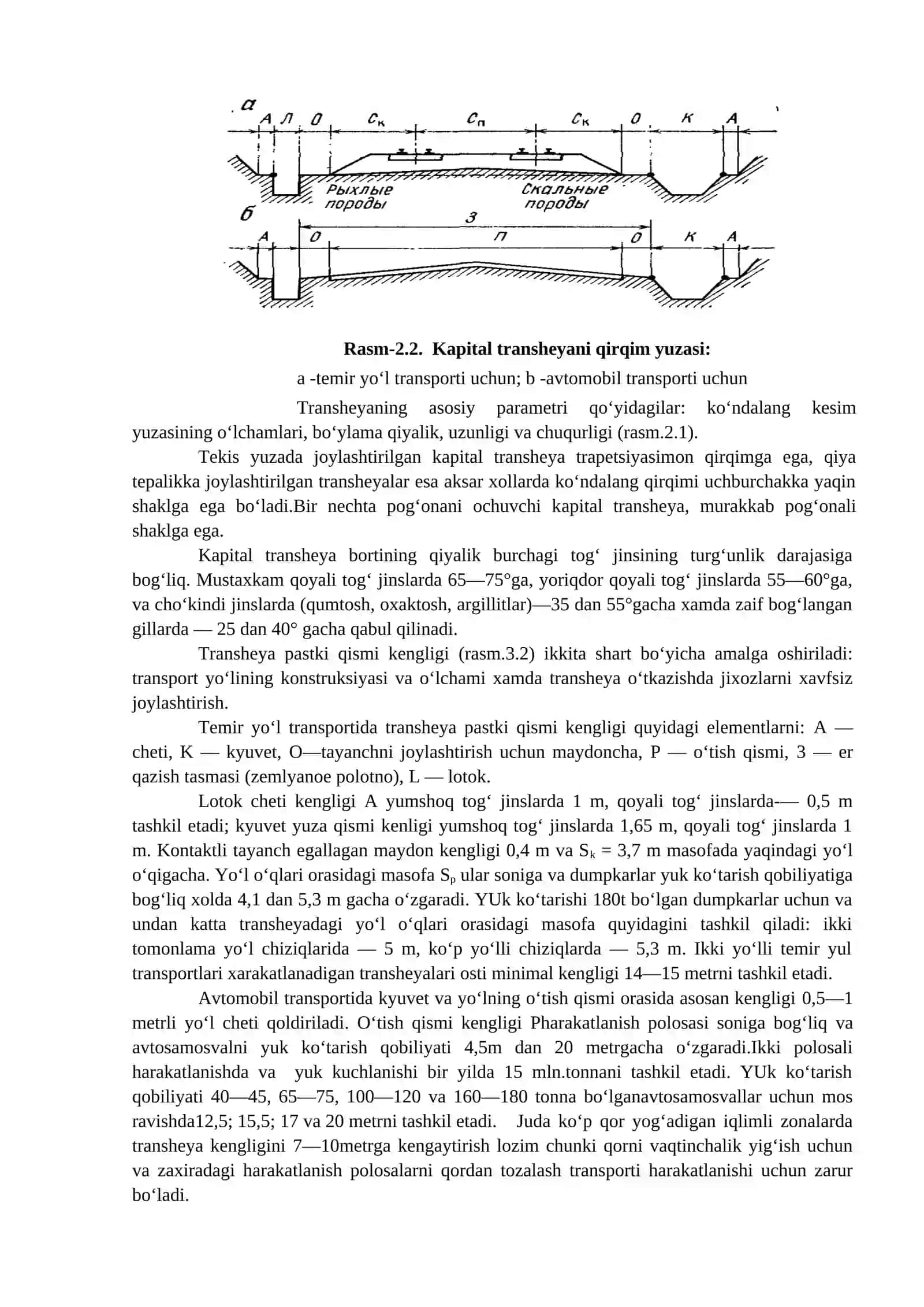 Kapital transheyani xajmi va konstruksiysi 2