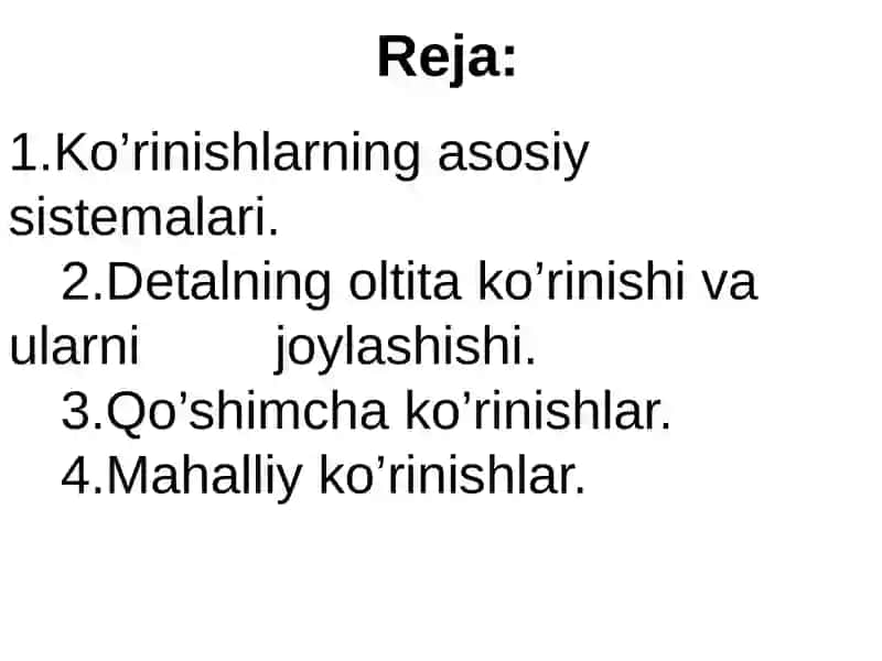 Ko'rinishlarning asosiysistemalari 2