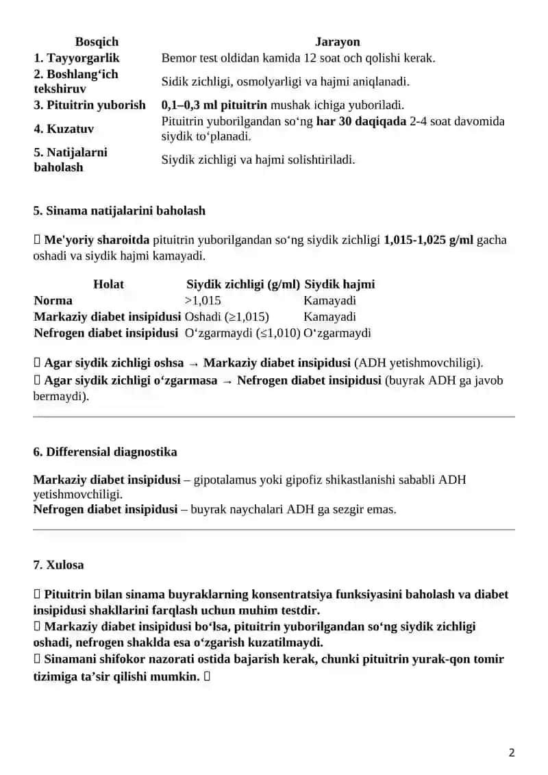 Pituitrin bilan sinama o‘tkazish texnikasi 2