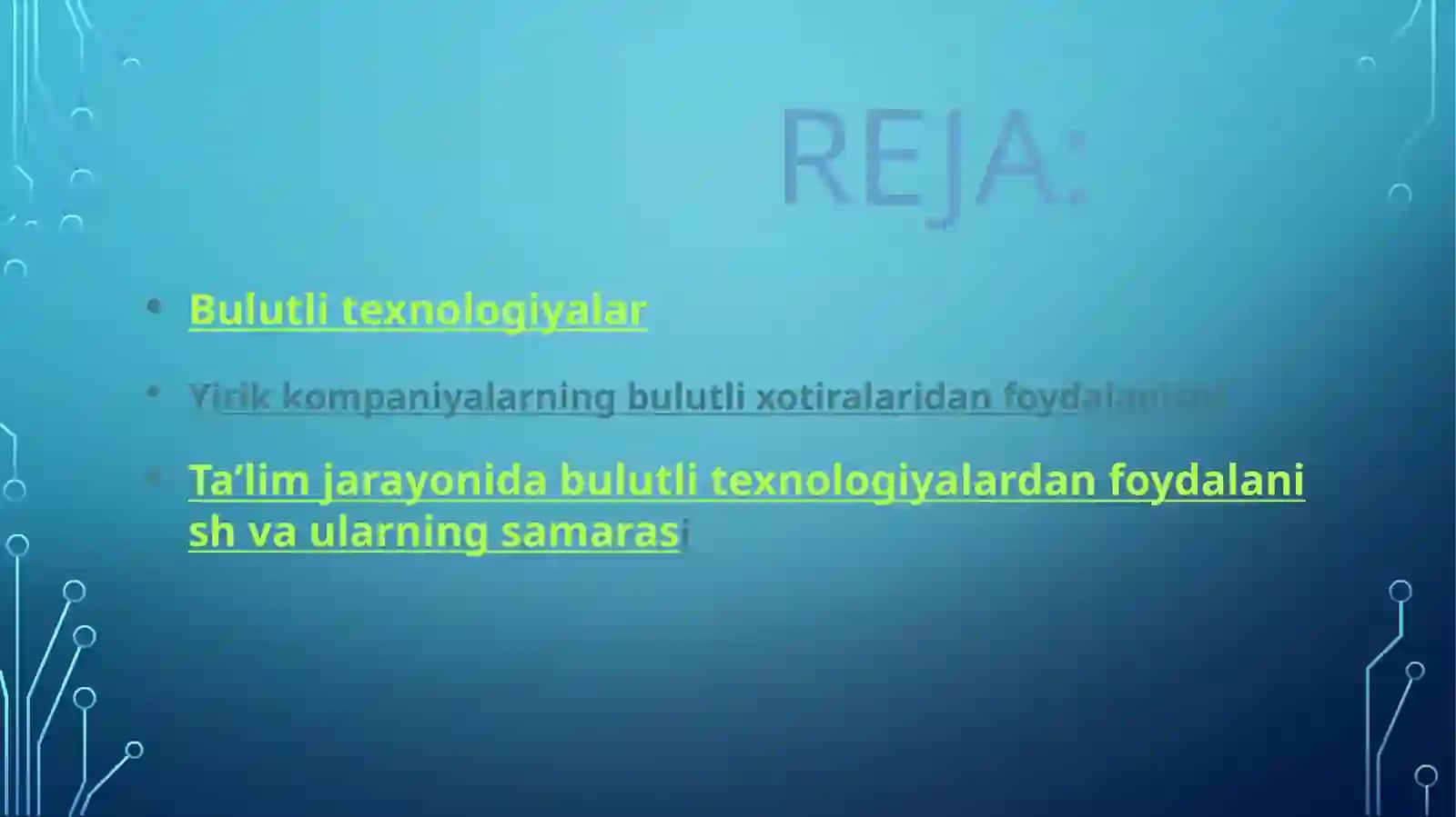 BULUTLI TEXNALOGIYALAR 2