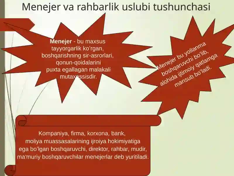 Menejer va rahbarlik uslubi tushunchasi 2