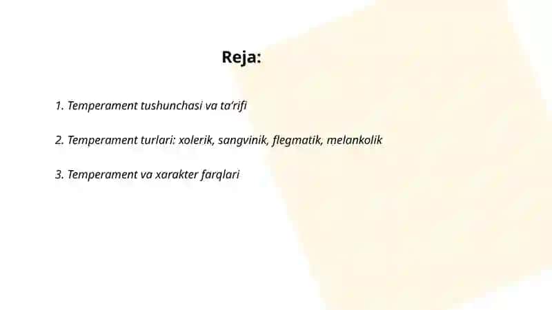 Temperament va xarakter farqlari 2