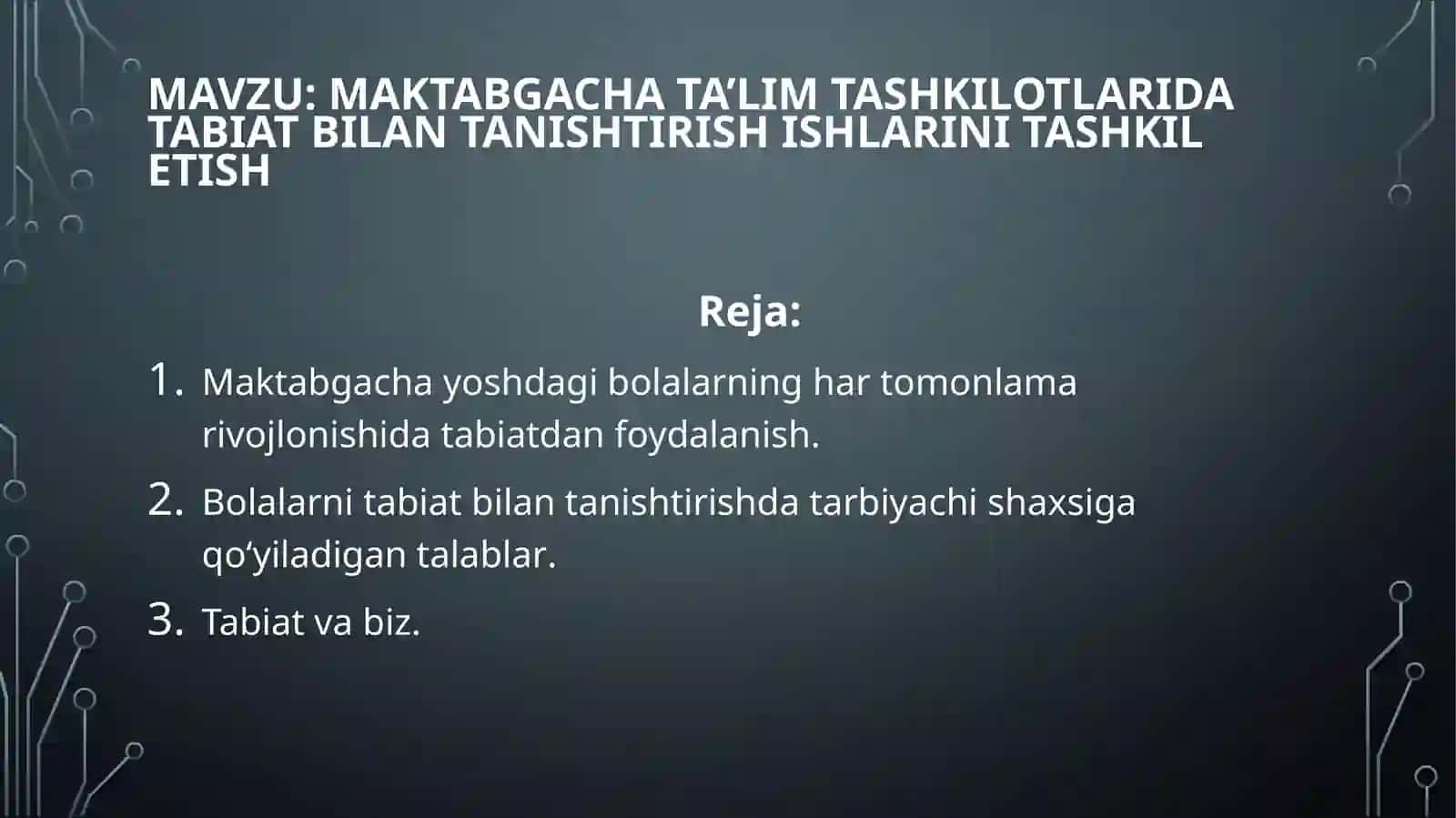 TABIATBILAN TANISHTIRISH NAZARIYASI VA METODIKASI 2