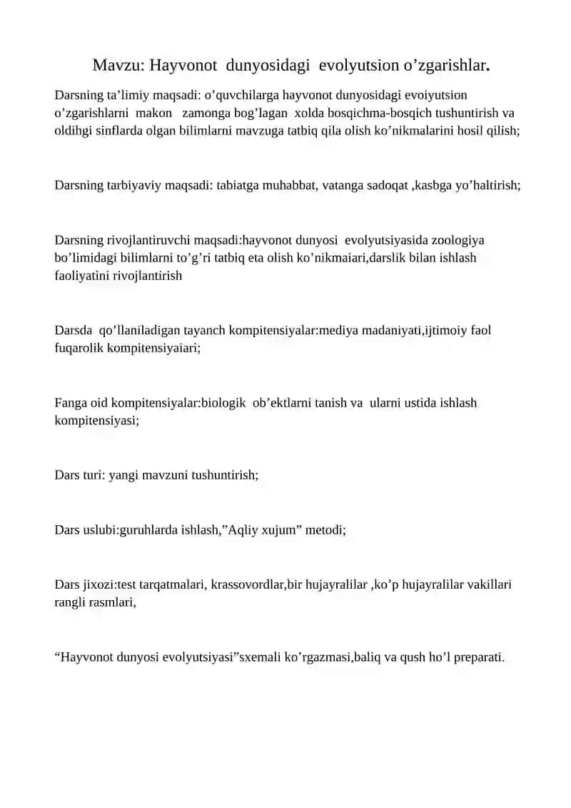 Hayvonot  dunyosidagi  evolyutsion o’zgarishlar 2