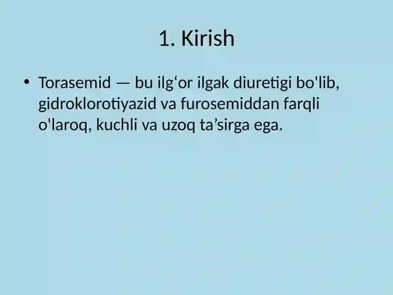 Torasemidning Farmakodinamikasi 2