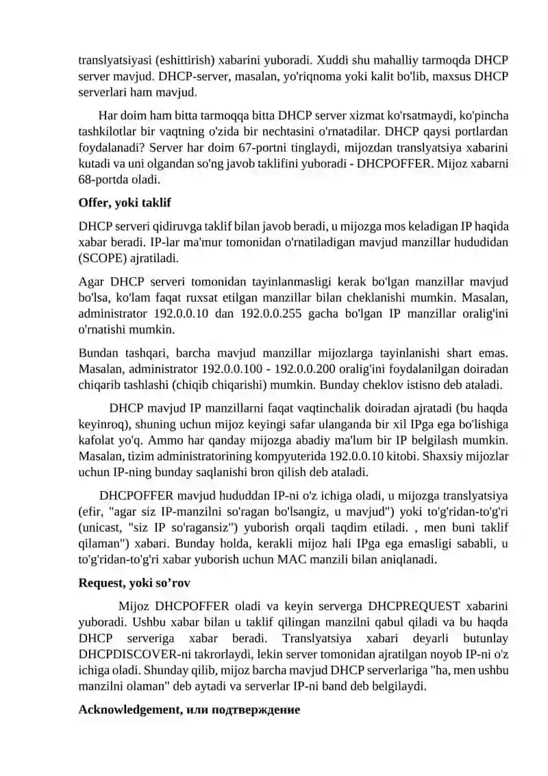 DHCP ishlash tamoyili ,cisco packet trecerda dhcp sozlash 2