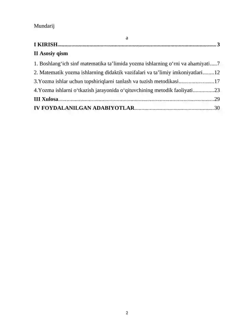 Matematikadan yozma ishlarni tashkil etish metodikasi 2