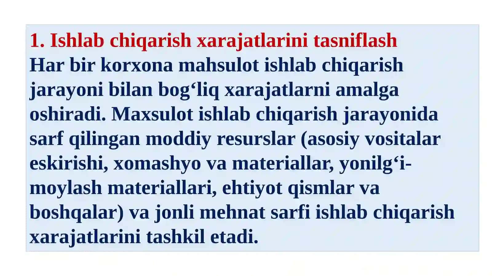Korxona xarajatlari 2