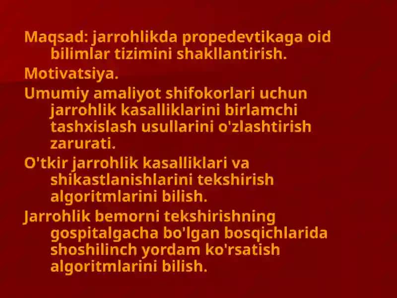 XIRURGIK BEMORLARNI TEKSHIRISH 2