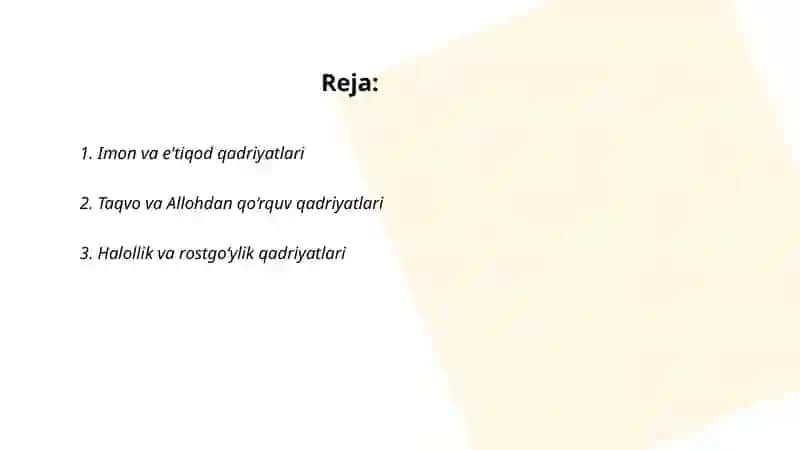 Quroni karim hadislaridagi qadryatlar 2