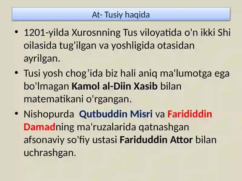 Abu Jafar Muhammad ibnMuhammad Nosiruddinat-Tusiy 2