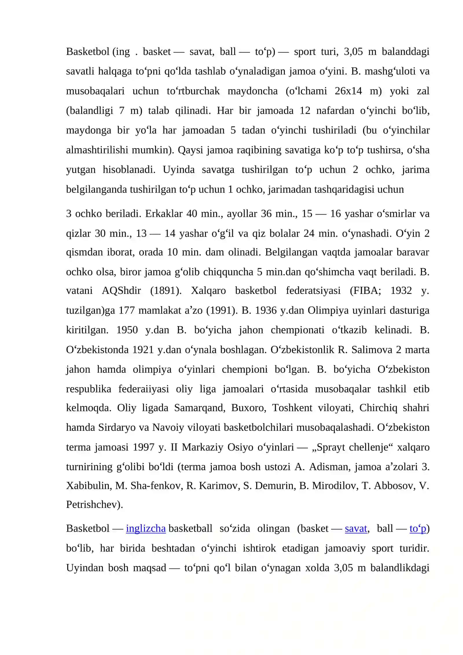 Basketbol o'yini 2