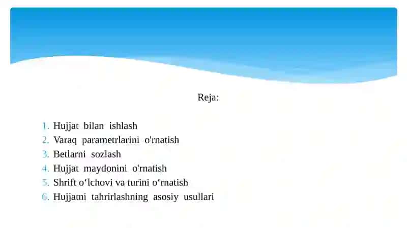 Matnli hujjat bilan ishlashni boshlash 2