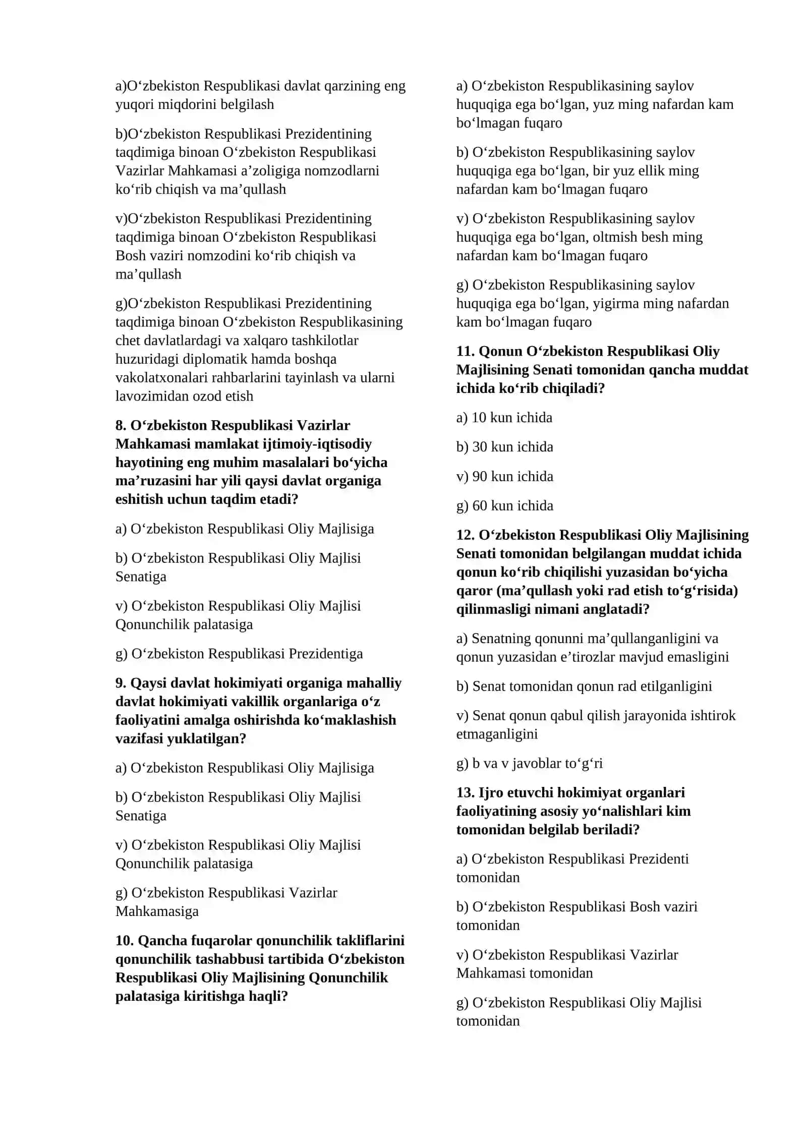 YANGI TAHRIRDAGI O’ZBEKISTON RESPUPLIKASI KONSTITUSIYA 2