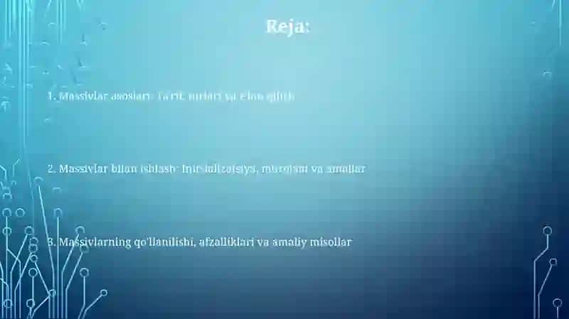 Massivlar va ularning turlari 2