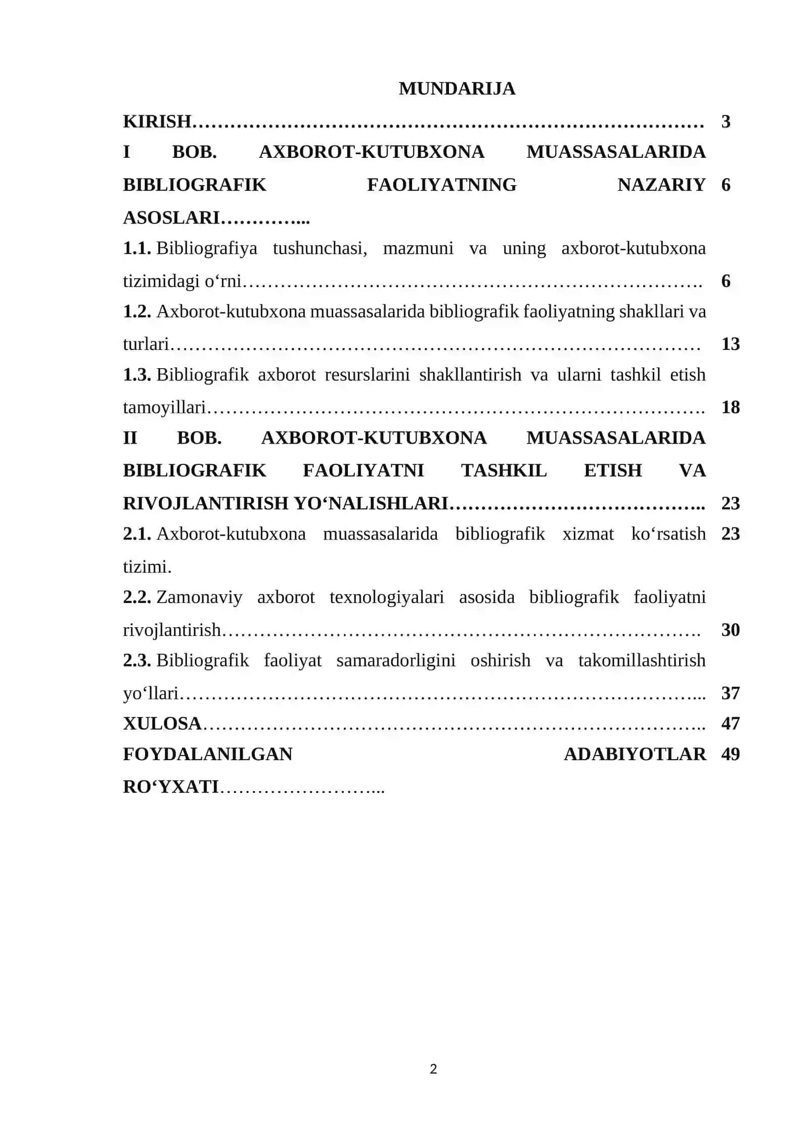 Axborot-kutubxona muassasalari bibliografik faoliyatning asosiy yo'nalishlari 2