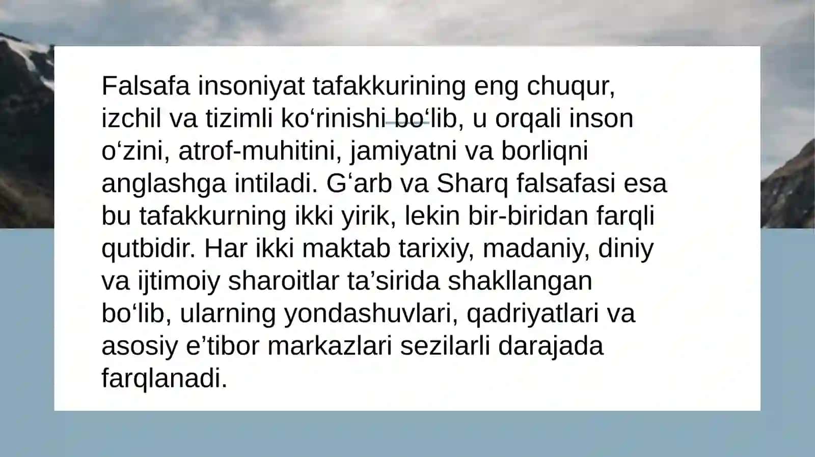 Gʻarb va Sharq falsafasi 2