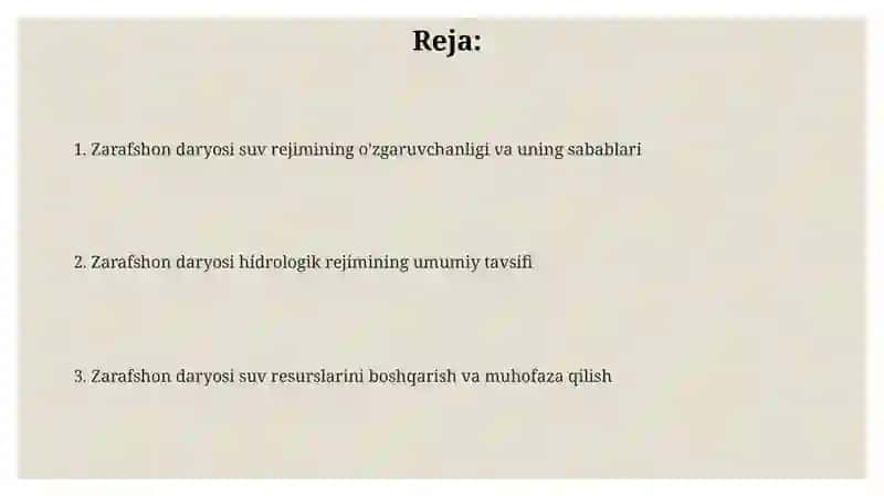 Zarafshon Daryosi Gidrologik Rejimi 2