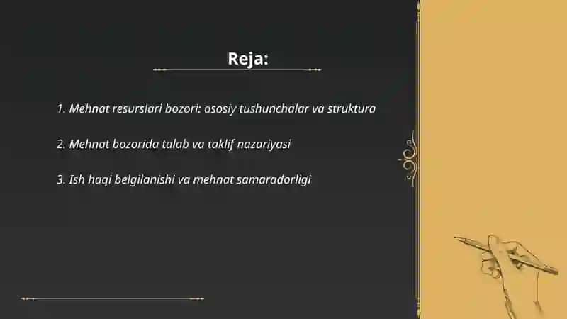 Mehnat resurslari bozori nazariyasi va tendensiyalari 2