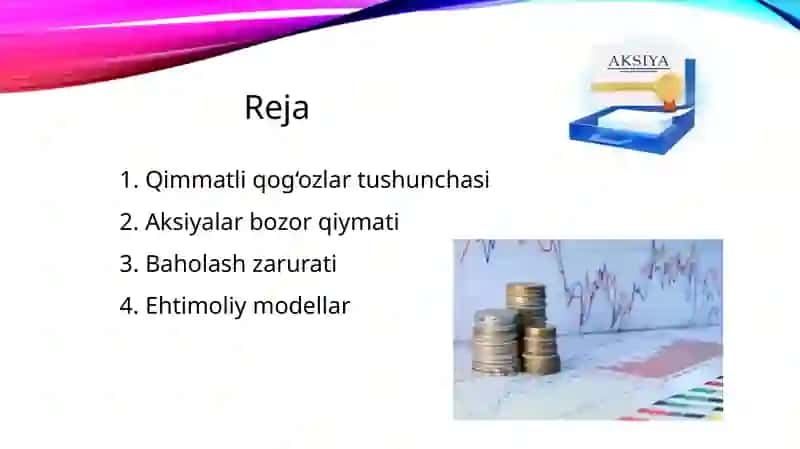 Aksiyalar va qimmatli qogʻozlarning bozor qiymatini baholash 2