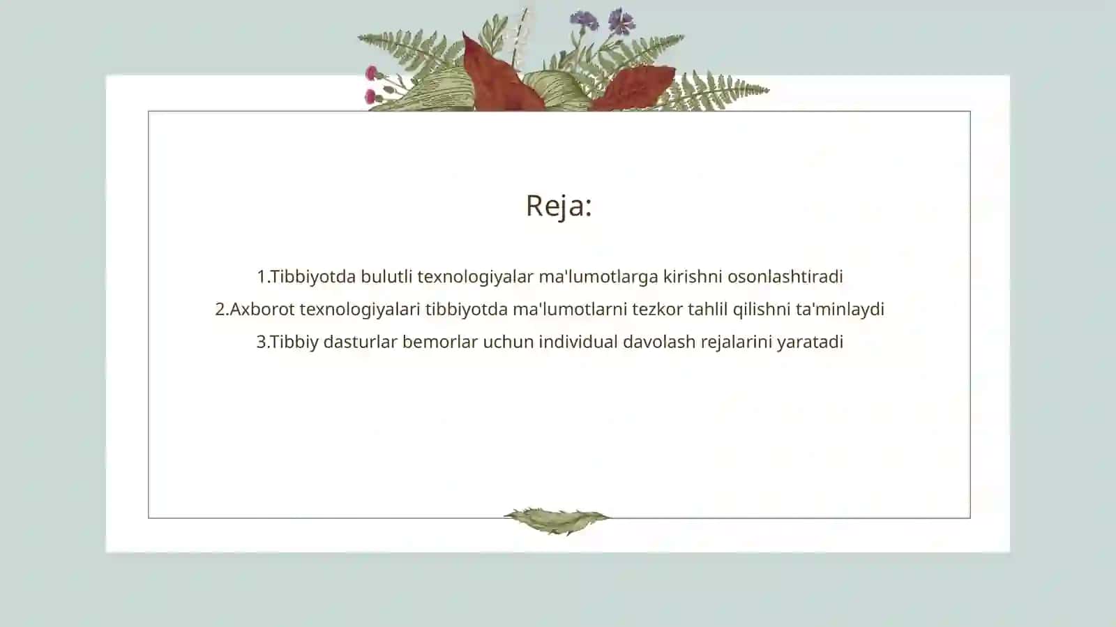 Tibbiyot masalalarini yechishda axborot texnologiyalari dasturiy ta’minoti 2