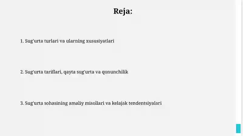 Sug'urtani klassifikatsiyalash 2