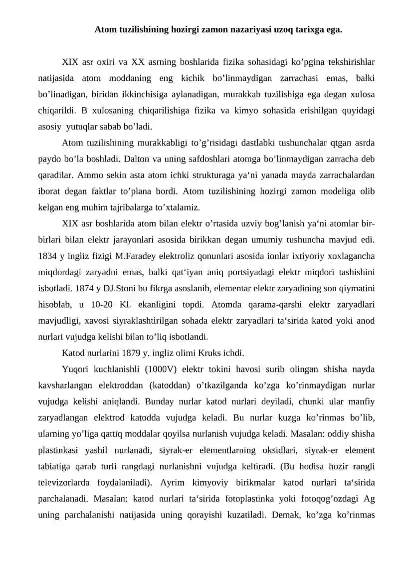 ATOM TUZILISHI VA ELEMENTLARNING DAVRIY SISTEMASI 2